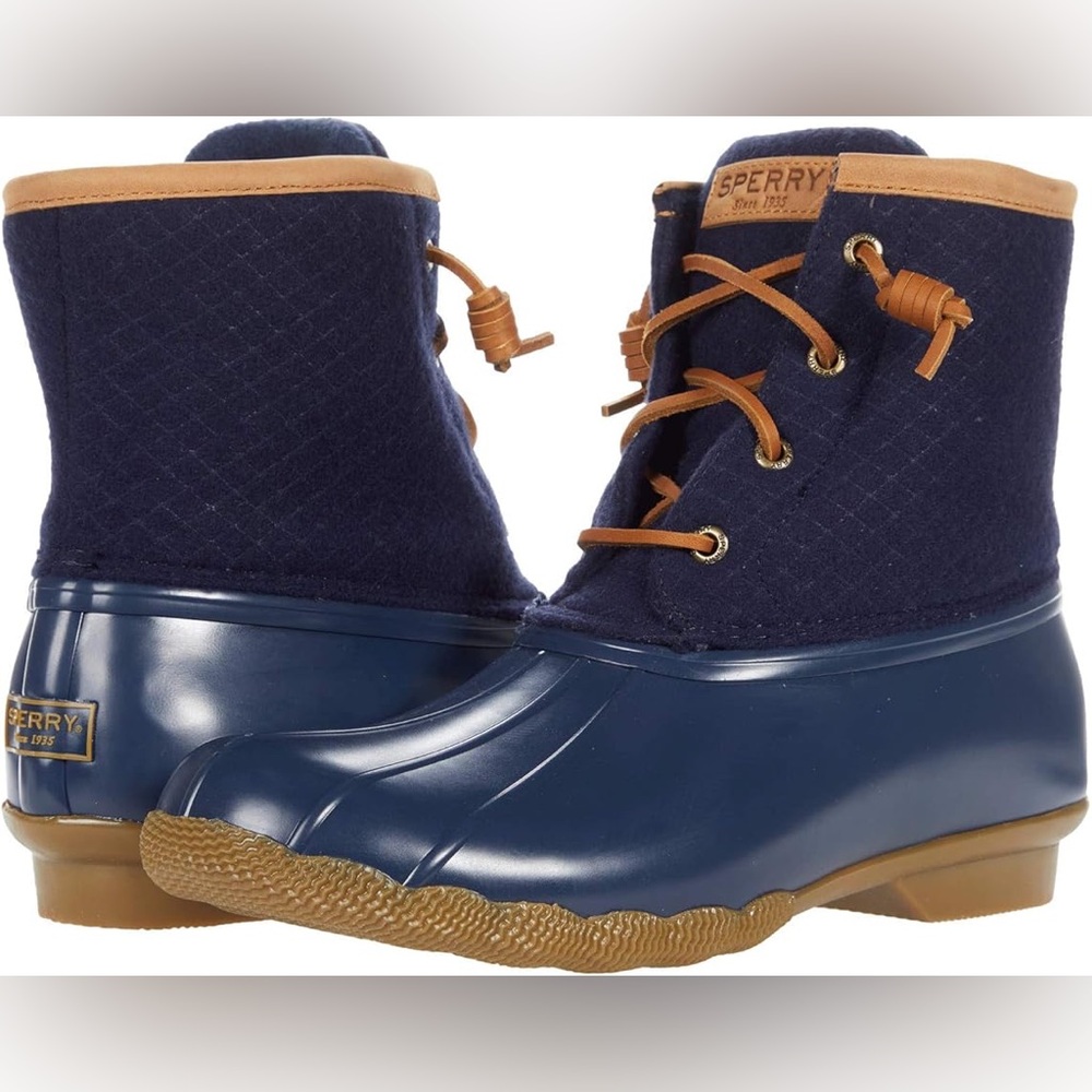 Sperry Navy and Tan Winter Boots